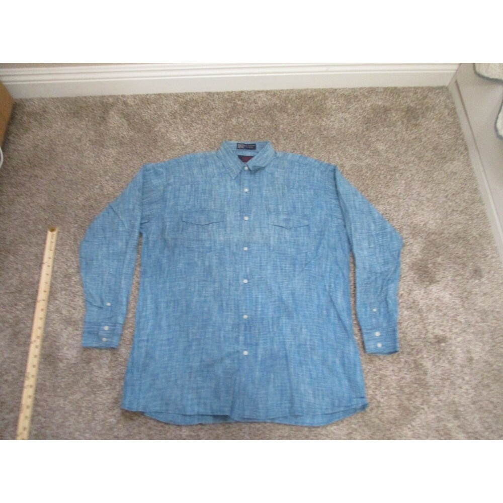 Lucchese 1883 Western Shirt Mens L Blue Rodeo Ranch Button Up
